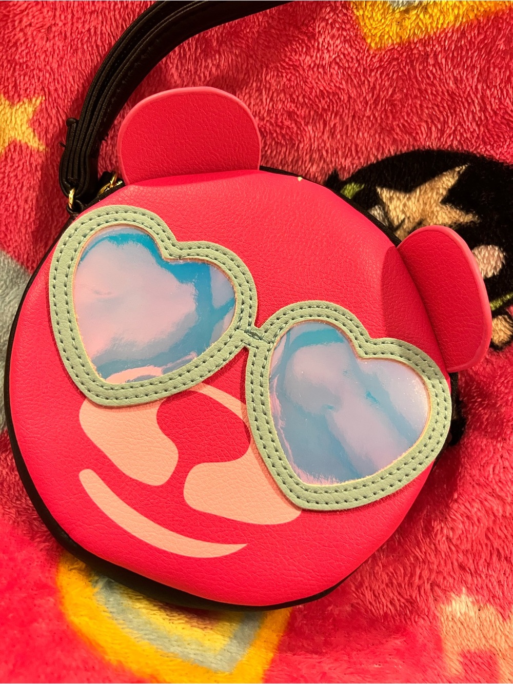 Betsey Johnson Sunglasses Bear Coin Purse | Hot Pink & Holographic | GUC